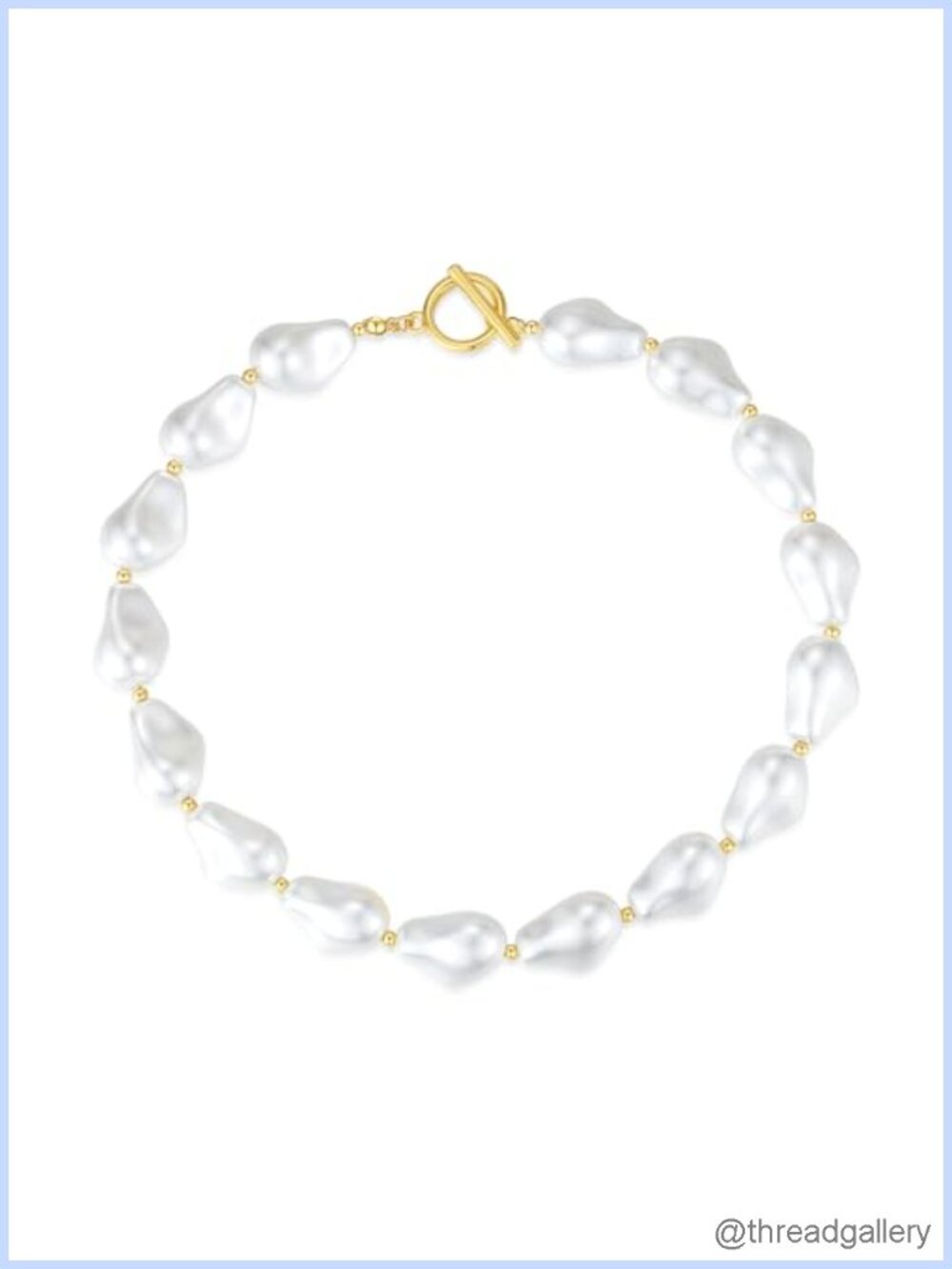 Baroque Pearl Choker Necklace 14K Gold-Plated 16-Inch Toggle Clasp